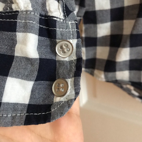 J Crew Navy and White Checkered Shirt PXS - Picture 4 of 4
